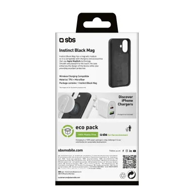 SBS - Puzdro Instinct Mag kompatibilné s MagSafe pre iPhone 16, čierna
