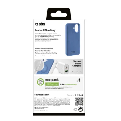 SBS - Puzdro Instinct Mag kompatibilné s MagSafe pre iPhone 16 Plus, modrá