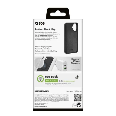 SBS - Puzdro Instinct Mag kompatibilné s MagSafe pre iPhone 16 Plus, čierna