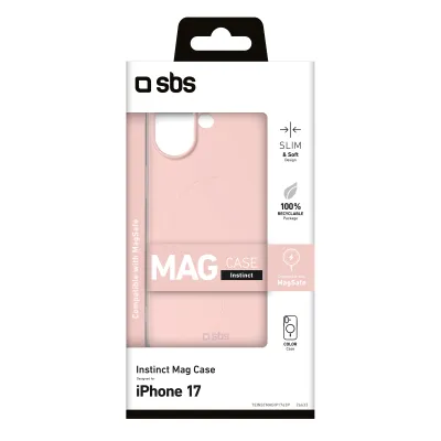 SBS - Puzdro Instinct Mag kompatibilné s MagSafe pre iPhone 17, ružová