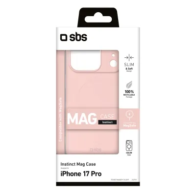 SBS - Puzdro Instinct Mag kompatibilné s MagSafe pre iPhone 17 Pro, ružová