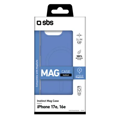 SBS - Puzdro Instinct Mag kompatibilné s MagSafe pre iPhone 17e/16e, modrá