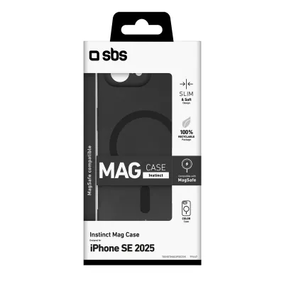SBS - Puzdro Instinct Mag kompatibilné s MagSafe pre iPhone 17e/16e, čierna