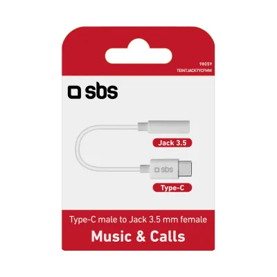 SBS - Adaptér USB-C/jack 3,5 mm female, biela