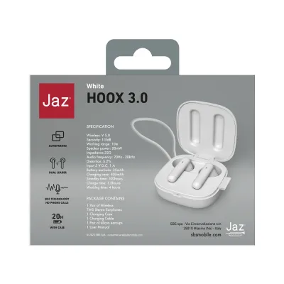 JAZ - Bezdrôtové slúchadlá TWS Hoox 3.0, biela