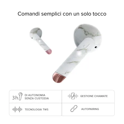 JAZ - Bezdrôtové slúchadlá TWS Hoox s nabíjacím puzdrom 400 mAh, marble color