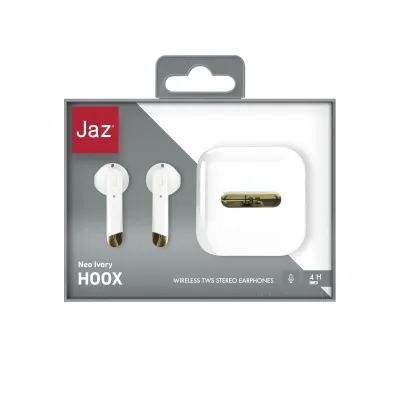 JAZ - Bezdrôtové slúchadlá TWS Hoox s nabíjacím puzdrom 400 mAh, white pearl