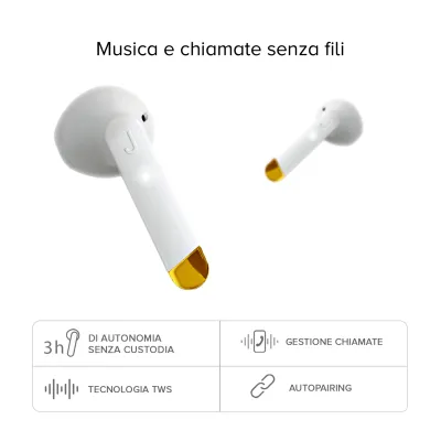 JAZ - Bezdrôtové slúchadlá TWS Hoox s nabíjacím puzdrom 400 mAh, white pearl