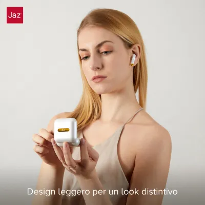JAZ - Bezdrôtové slúchadlá TWS Hoox s nabíjacím puzdrom 400 mAh, white pearl