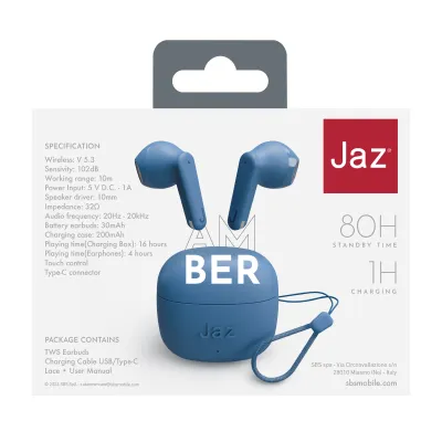 JAZ - Bezdrôtové slúchadlá TWS Amber, modrá