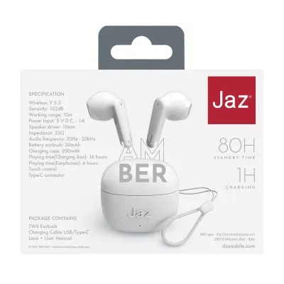 JAZ - Bezdrôtové slúchadlá TWS Amber, biela