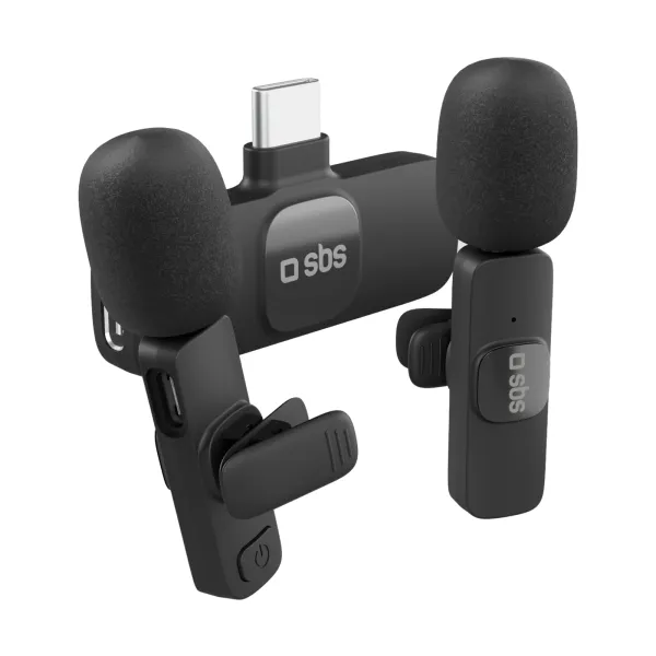 SBS - Set Dual Clip Mic, čierna