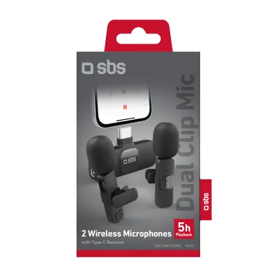 SBS - Set Dual Clip Mic, čierna