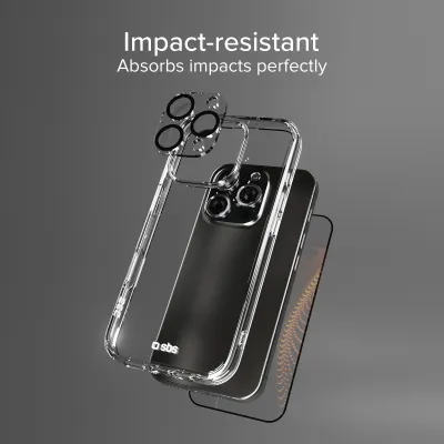 SBS - OneSet D3O Full Protection pre iPhone 16 Pro, transparentná
