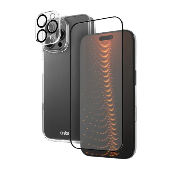 SBS - OneSet D3O Full Protection pre iPhone 16 Pro Max, transparentná