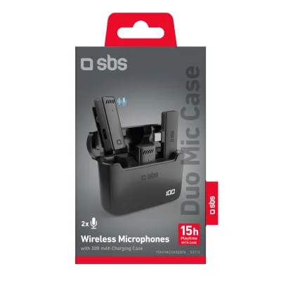 SBS - Set bezdrôtových mikrofónov Duo Mic Case s USB-C prijímačom, čierna