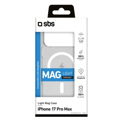 SBS - Puzdro Light Mag kompatibilné s MagSafe pre iPhone 17 Pro Max, transparentná