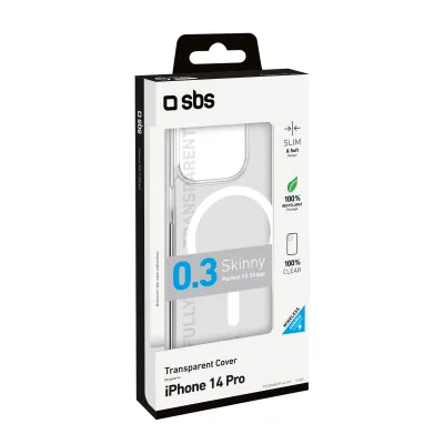 SBS - Puzdro Light Mag kompatibilné s MagSafe pre iPhone 14 Pro, transparentná