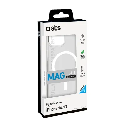 SBS - Puzdro Light Mag kompatibilné s MagSafe pre iPhone 14/13, transparentná