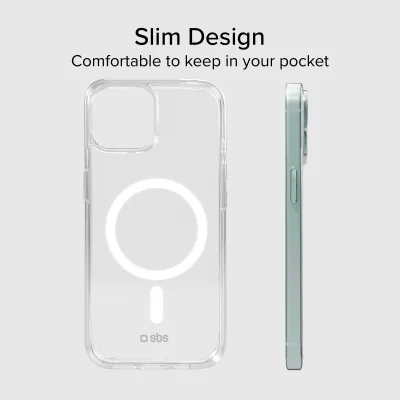 SBS - Puzdro Light Mag kompatibilné s MagSafe pre iPhone 14/13, transparentná