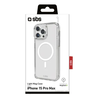 SBS - Puzdro Light Mag kompatibilné s MagSafe pre iPhone 15 Pro Max, transparentná