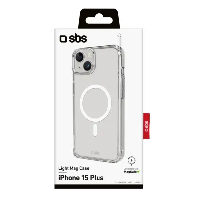 SBS - Puzdro Light Mag kompatibilné s MagSafe pre iPhone 15 Plus/14 Plus, transparentná