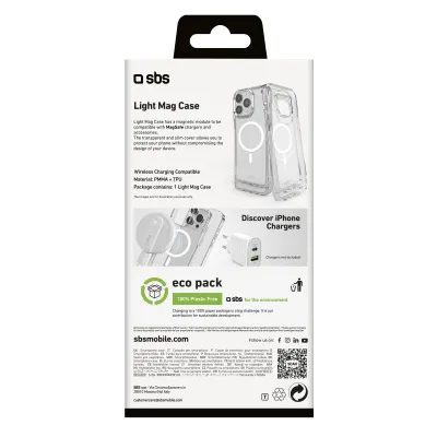 SBS - Puzdro Light Mag kompatibilné s MagSafe pre iPhone 16 Pro Max, transparentná
