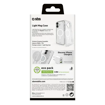SBS - Puzdro Light Mag kompatibilné s MagSafe pre iPhone 16 Plus, transparentná