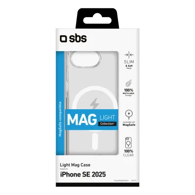 SBS - Puzdro Light Mag kompatibilné s MagSafe pre iPhone 17e/16e, transparentná