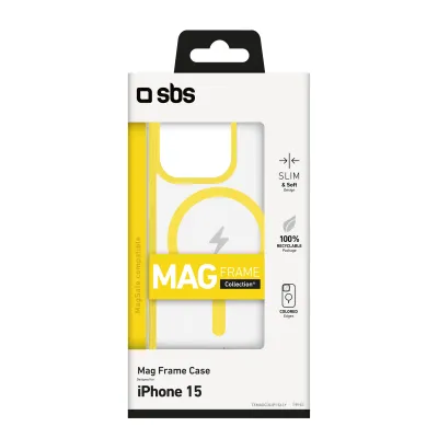 SBS - Puzdro Mag Frame kompatibilné s MagSafe pre iPhone 15, žltá