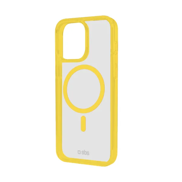 SBS - Puzdro Mag Frame kompatibilné s MagSafe pre iPhone 15 Pro Max, žltá