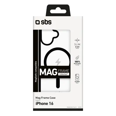 SBS - Puzdro Mag Frame kompatibilné s MagSafe pre iPhone 16, čierna