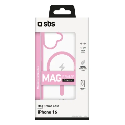 SBS - Puzdro Mag Frame kompatibilné s MagSafe pre iPhone 16, ružová