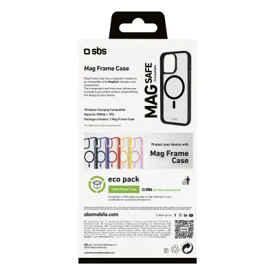 SBS - Puzdro Mag Frame kompatibilné s MagSafe pre iPhone 16 Pro, čierna