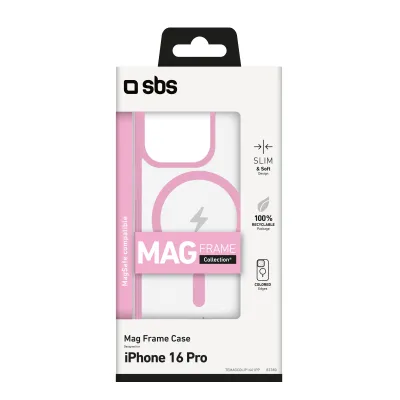 SBS - Puzdro Mag Frame kompatibilné s MagSafe pre iPhone 16 Pro, ružová