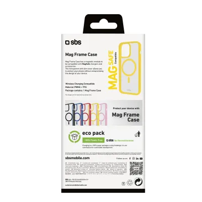 SBS - Puzdro Mag Frame kompatibilné s MagSafe pre iPhone 16 Pro, žltá