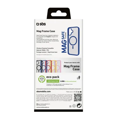 SBS - Puzdro Mag Frame kompatibilné s MagSafe pre iPhone 16 Plus, modrá