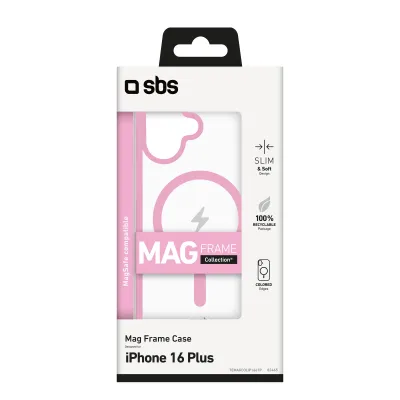 SBS - Puzdro Mag Frame kompatibilné s MagSafe pre iPhone 16 Plus, ružová
