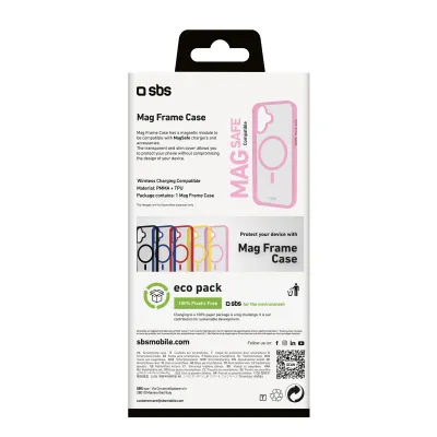 SBS - Puzdro Mag Frame kompatibilné s MagSafe pre iPhone 16 Plus, ružová
