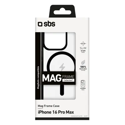 SBS - Puzdro Mag Frame kompatibilné s MagSafe pre iPhone 16 Pro Max, čierna