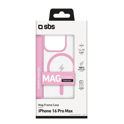 SBS - Puzdro Mag Frame kompatibilné s MagSafe pre iPhone 16 Pro Max, ružová
