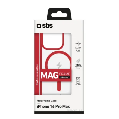 SBS - Puzdro Mag Frame kompatibilné s MagSafe pre iPhone 16 Pro Max, červená