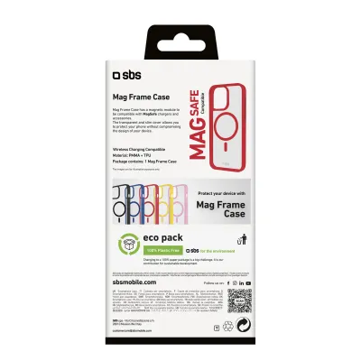 SBS - Puzdro Mag Frame kompatibilné s MagSafe pre iPhone 16 Pro Max, červená