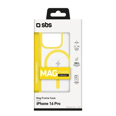 SBS - Puzdro Mag Frame kompatibilné s MagSafe pre iPhone 16 Pro Max, žltá