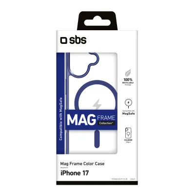 SBS - Puzdro Mag Frame kompatibilné s MagSafe pre iPhone 17, modrá