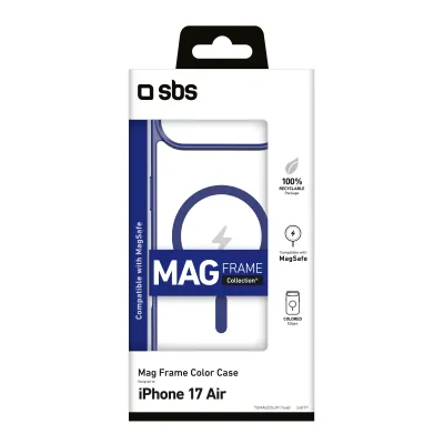 SBS - Puzdro Mag Frame kompatibilné s MagSafe pre iPhone 17 Air, modrá
