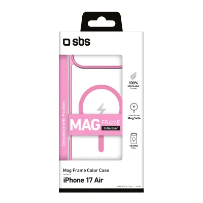 SBS - Puzdro Mag Frame kompatibilné s MagSafe pre iPhone 17 Air, ružová