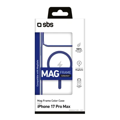 SBS - Puzdro Mag Frame kompatibilné s MagSafe pre iPhone 17 Pro Max, modrá