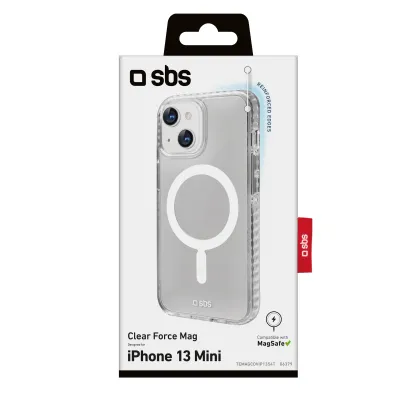 SBS - Puzdro Force Mag kompatibilné s MagSafe pre iPhone 13 mini, transparentná