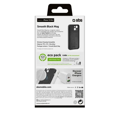SBS - Puzdro Smooth Mag kompatibilné s MagSafe pre iPhone 13 mini, čierna